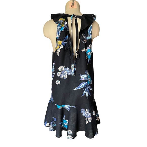 FREE PEOPLE Summer in Tulum Tunic Top Ruffle Floral Black Size Medium - Picture 10 of 15